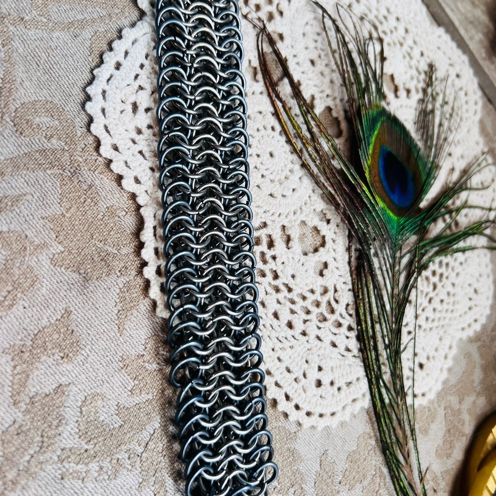 Unique Vintage Silver Chainmaille Bracelet